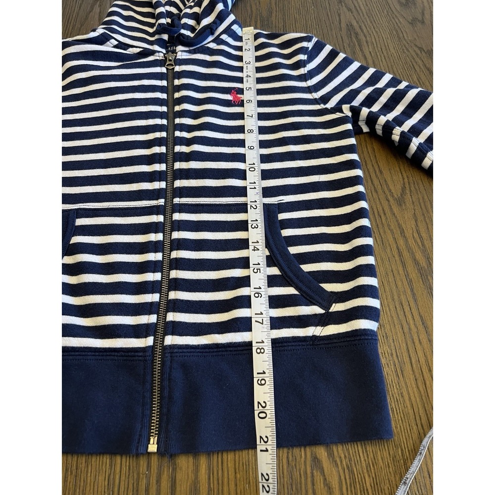 Ralph Lauren Hoodie Cotton Viscose Navy Striped Nautical Preppy Zip Up S/P - Picture 12 of 14